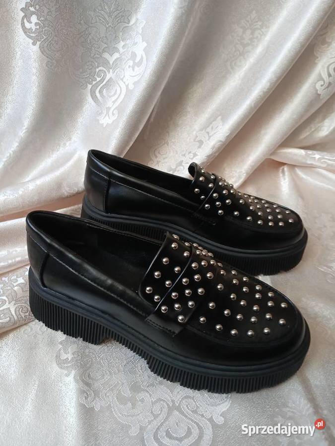 Czarne loafersy półbuty RAINBOW bonprix 39 Sochaczew sprzedam