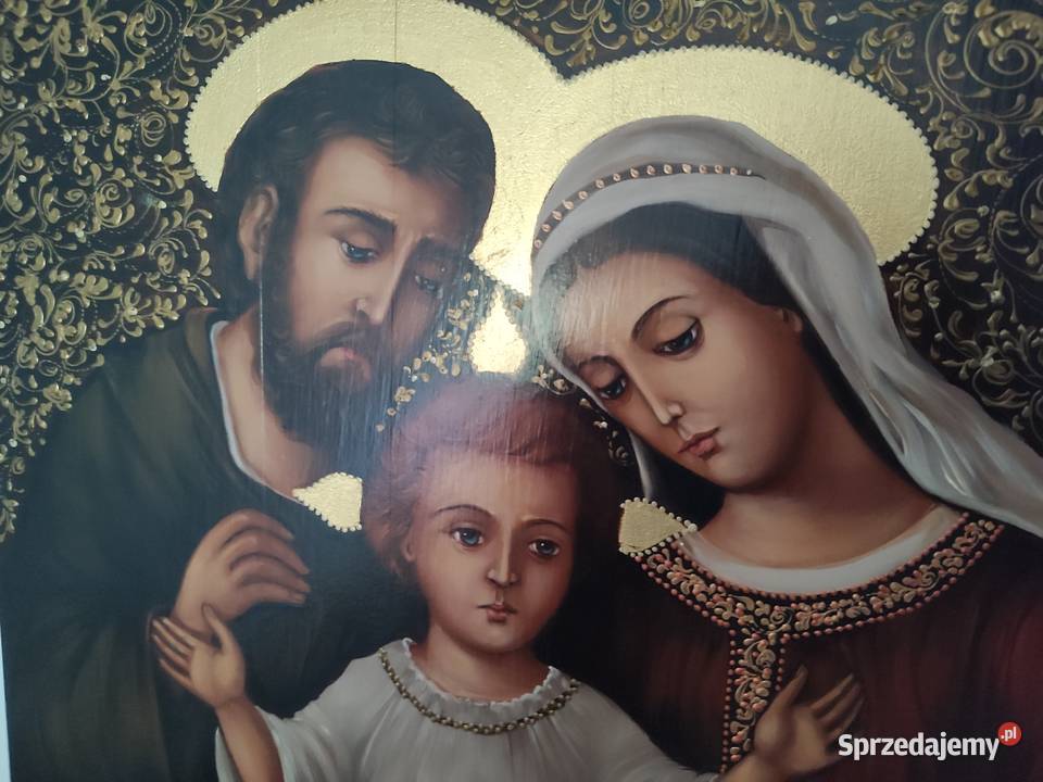 Piękna ikona przedstawiająca Świętą rodzinę Łódź