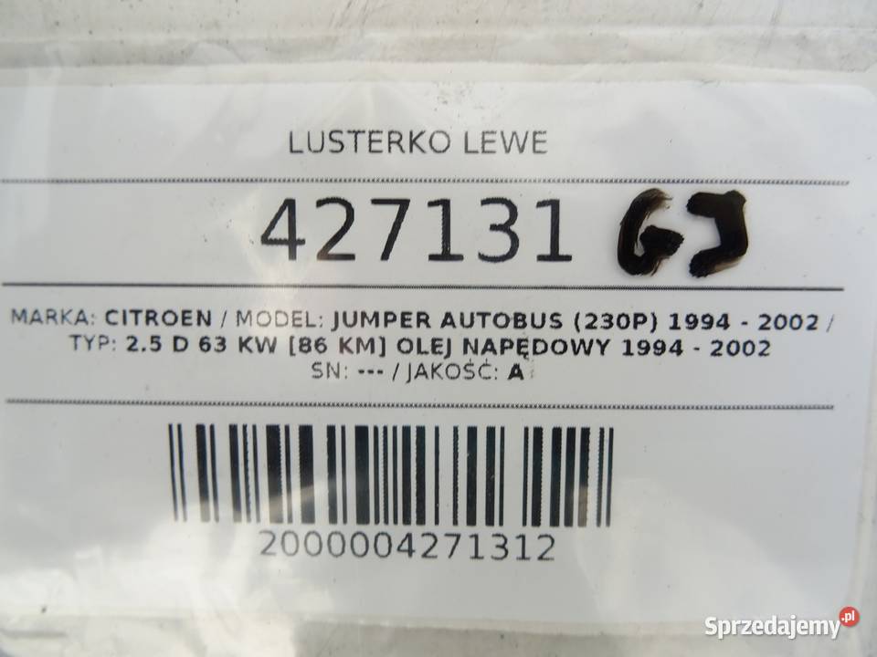 LUSTERKO LEWE CITROEN JUMPER I Van minibus 9402 osobowe podkarpackie