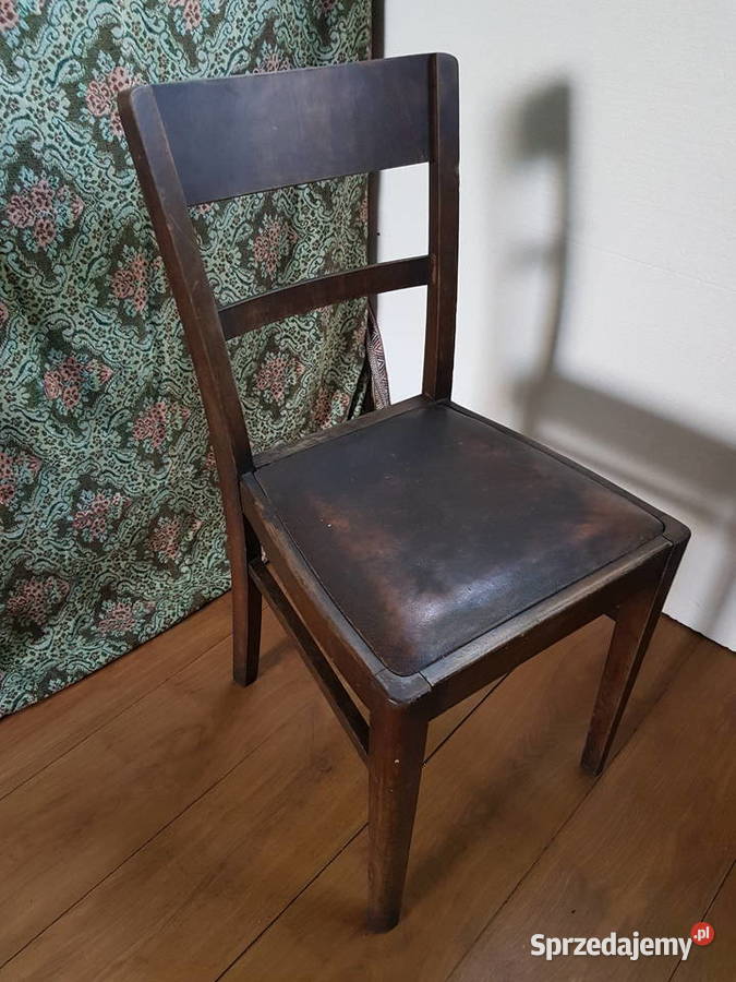 Krzeslo art deco skórzane siedzenie 2 sztuki