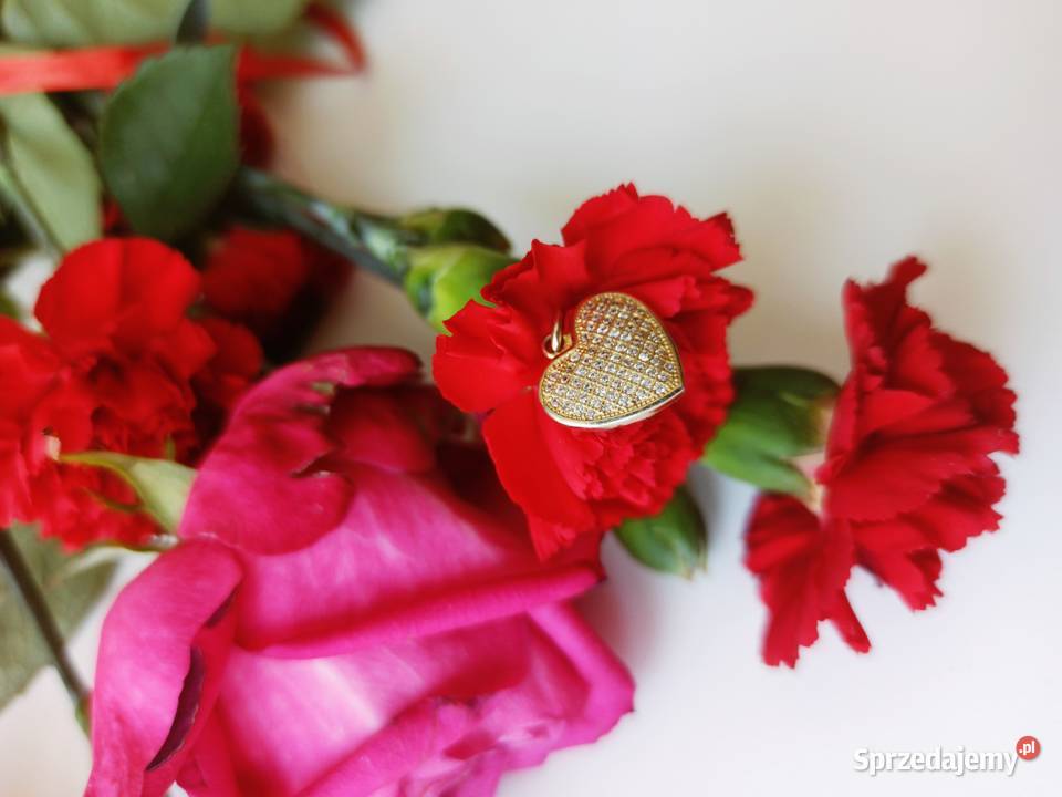 Zawieszka serce srebrna 925 pozłacana cyrkonie Warszawa