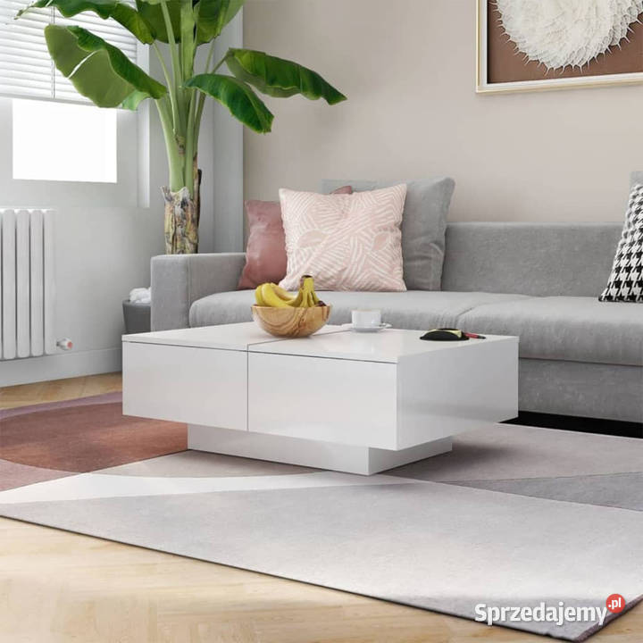 Stolik kawowy biały wysoki połysk 90x60x31 Warszawa