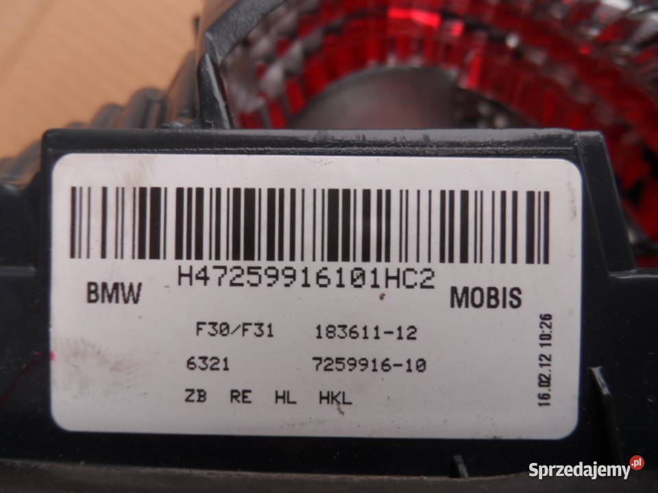 Lampa klapy tył prawa BMW E30 E31 12361112 wielkopolskie