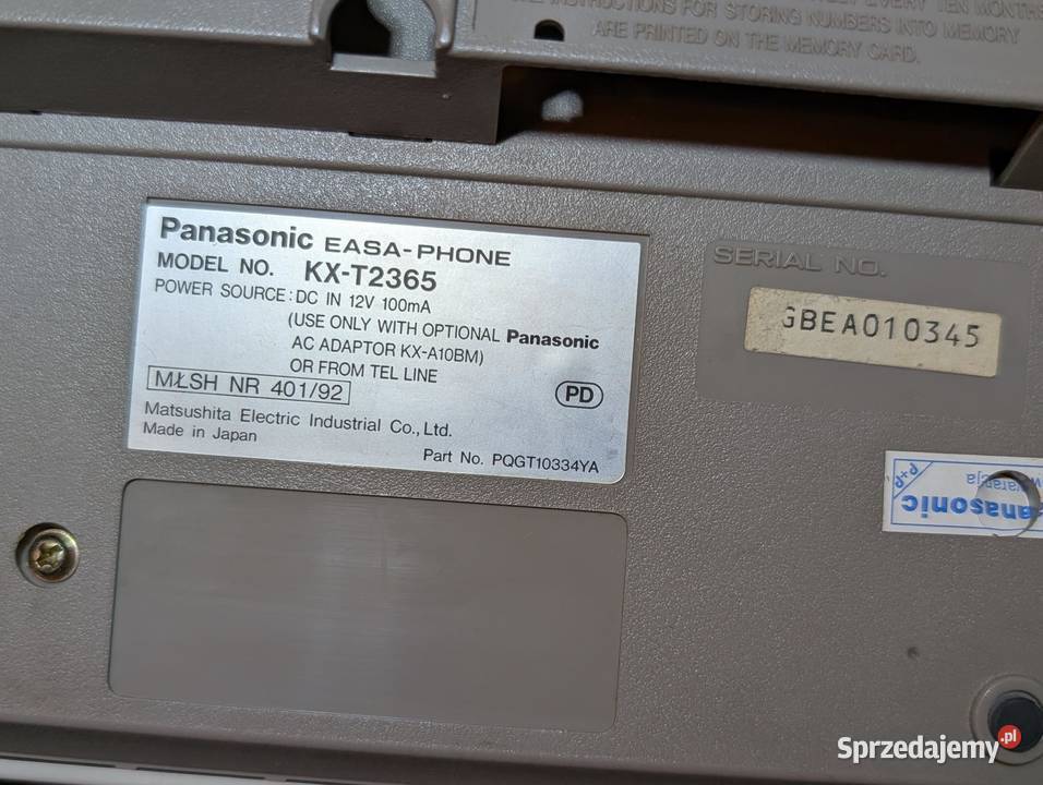 Telefon Panasonic KX T2365 JAPAN 1994 Instrukcja Piła sprzedam