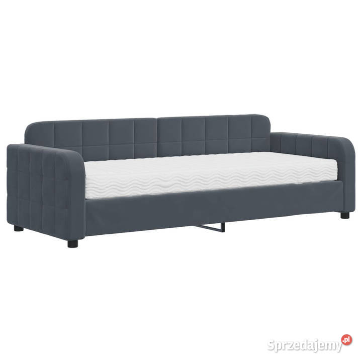 Sofa z materacem do spania ciemnoszara aksamit Warszawa