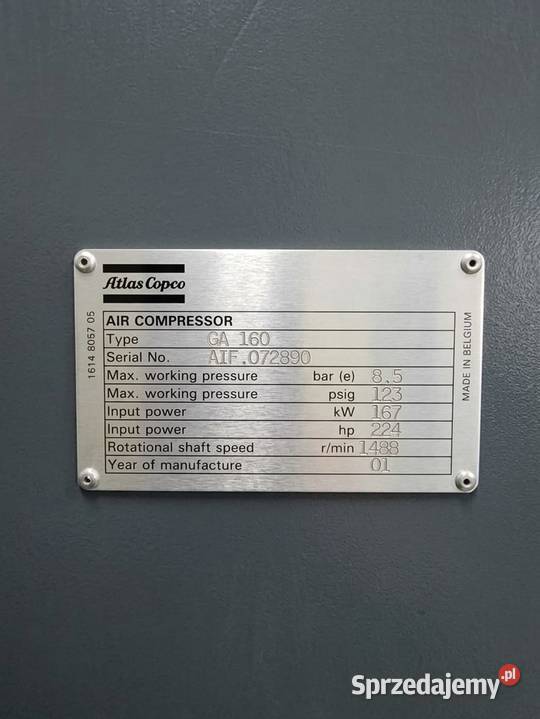 KOMPRESOR ŚRUBOWY ATLAS COPCO GA 160