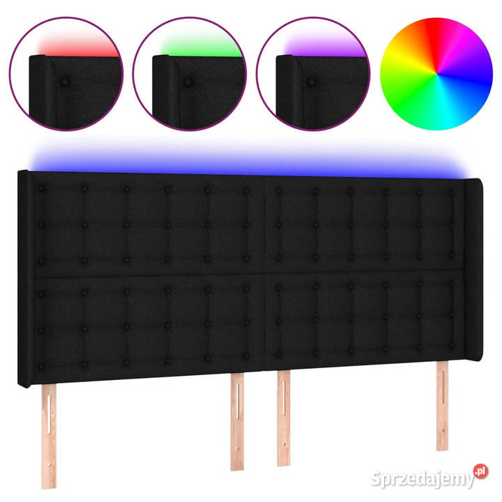 Zagłówek do łóżka z LED czarny 203x16x118128 mazowieckie Warszawa sprzedam