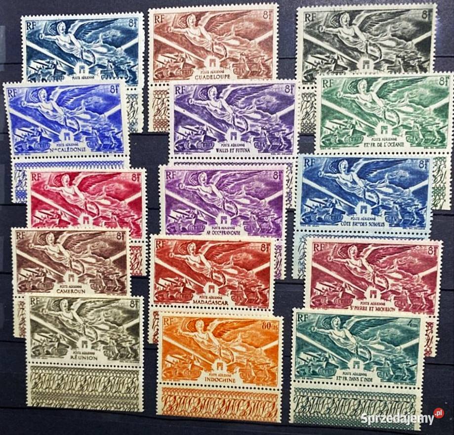 KOLONIE FRANCUSKIE 1946 VICTORYMNH KOMPLETNA Filatelistyka pomorskie Człuchów