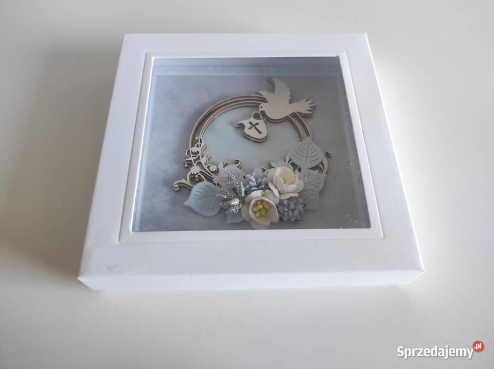 Kartka ręcznie robiona e pudełku na Chrzest Łódź