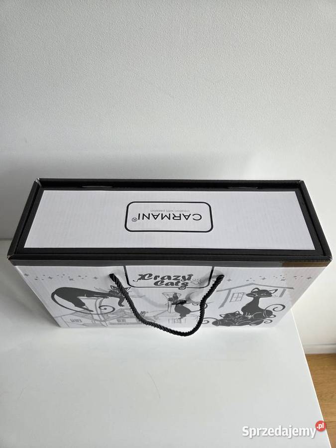 2 białe filiżanki w czarne koty ze spodkami biały Dom i Ogród Liszki