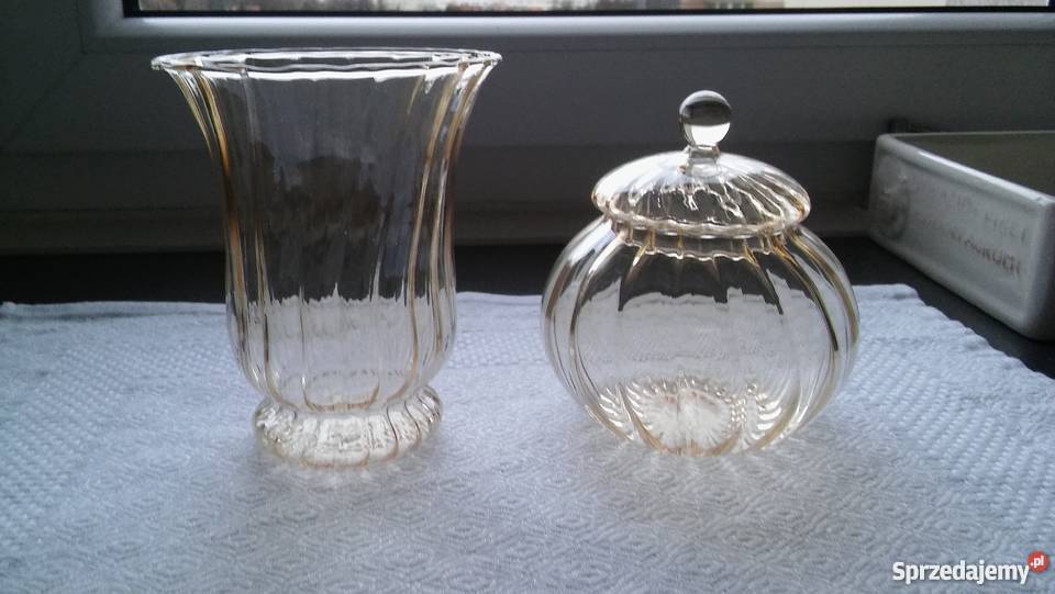 pojemiki szklane wazon cukiernica miodowe
