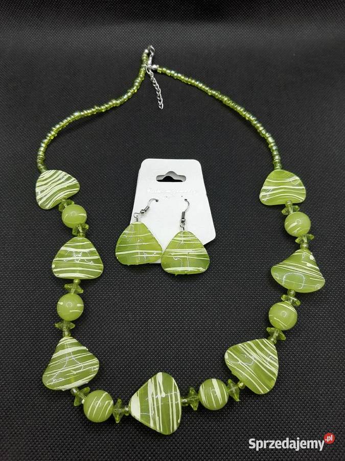 Zielony naszyjnik kolczyki mazowieckie Radom sprzedam
