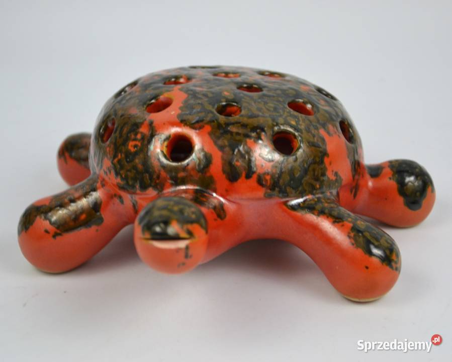 Ceramiczny żółw czerwony ceramikaTofej Węgry Porcelana i szkło mazowieckie Pomiechówek