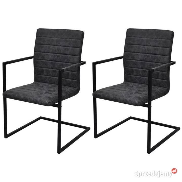 vidaXL Wspornikowe krzesła stołowe, 2 szt., czarne, sztuczna
