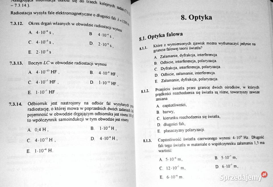 Zbiór pytań i zadań testowych z fizyki Jadwiga Pozostałe lubelskie Chełm