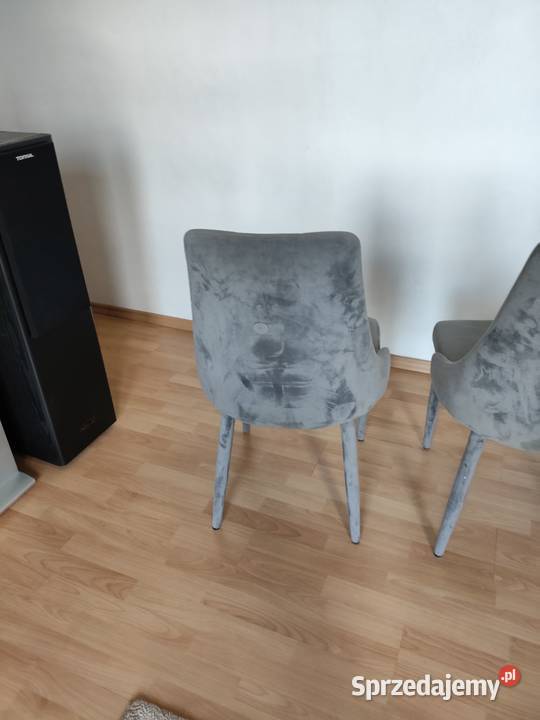 Krzesła tapicerowane TRIX Velvet szare do Chotomów