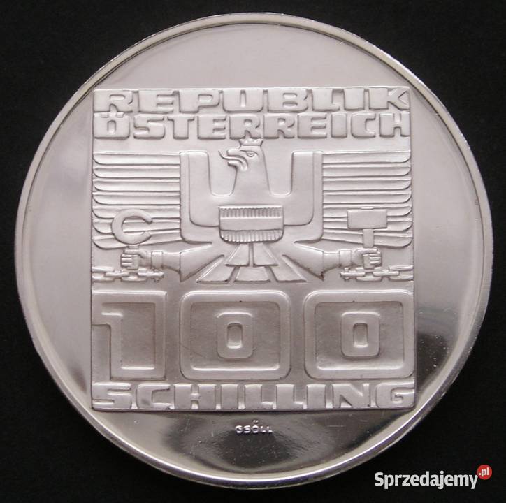 AUSTRIA 100 SCHILLING 1975 UMOWA PAŃSTOWA SREBRO Łódź