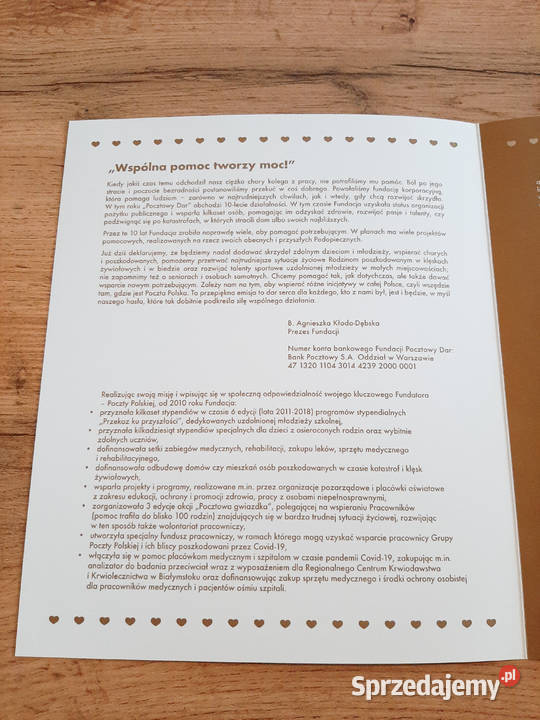 Folder ze znaczkiem Fundacja pocztowy dar edycja Warszawa