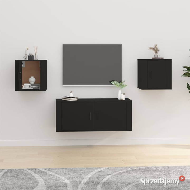 Wiszące szafki telewizyjne 2 czarne 40x345x40 mazowieckie Warszawa sprzedam