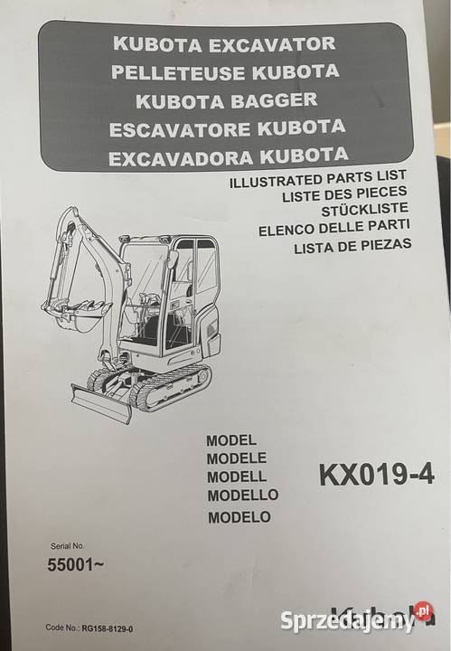 Katalog części kubota KX0194 Chełmiec