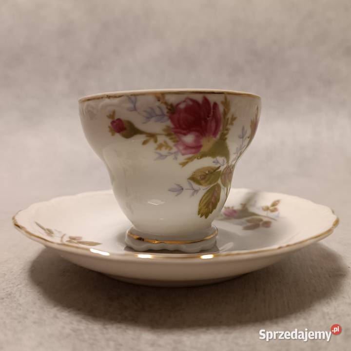 IMPORT Filiżanka Różany Duet Biała Porcelana Dobrzany