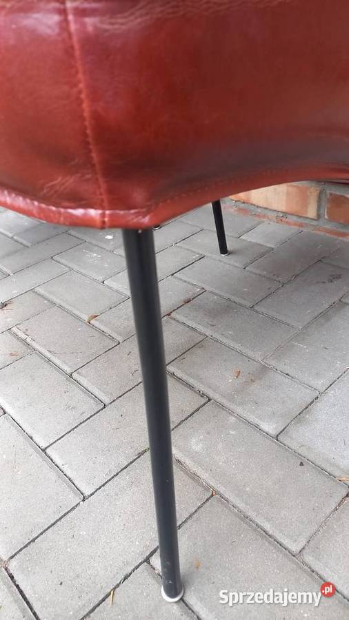 Krzesła skórzane na metalowych nogach 4 brązowo zachodniopomorskie Gawroniec