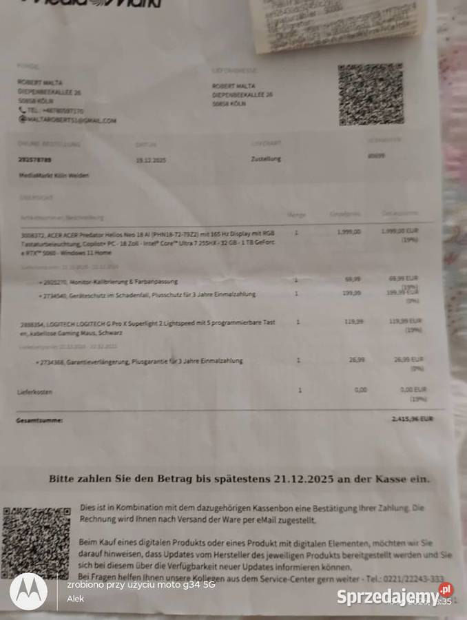 Laptop gamingowy Predator 18 Komputery i Akcesoria Sława Wielkopolska