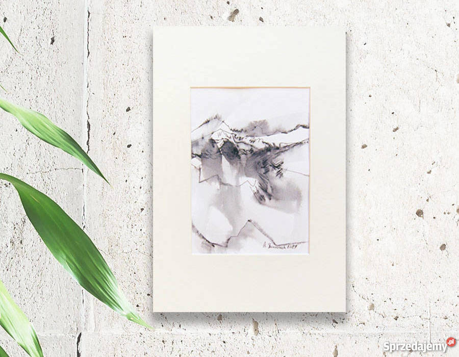 szkic do pokojuminimalizm obrazpejzaż górski czarny Katowice