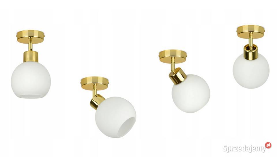 Lampa Wisząca Żyrandol Plafon Złoty Kula Biały Choroszcz