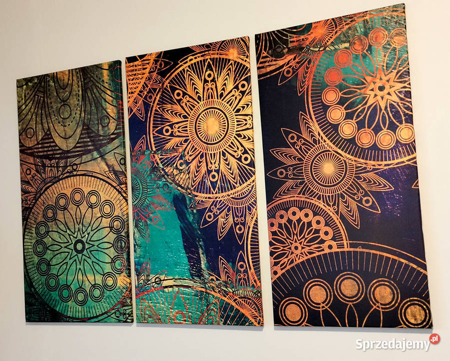 Tryptyk 3 sztuki obraz na płótnie w drewnianej Poznań