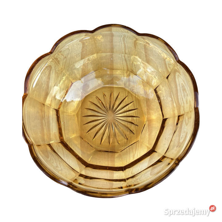 Miodowa misa szklana art deco Stlzle Czechy lata mazowieckie Warszawa