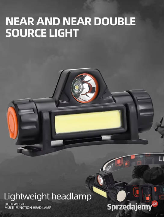 Reflektor czołowy LED USB COB super jasny mazowieckie