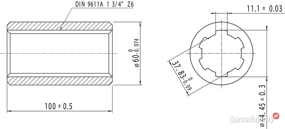 Tuleja profilowana 1 34 Z6 L100 mm 6740121KR