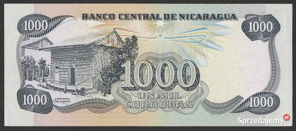 NIKARAGUA 1000 CORDOBAS 1985 STAN BANKOWY UNC Numizmatyka Łódź