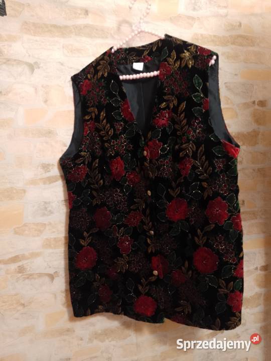 505XL Aksamitna bogato zdobiona kamizelka z bez rękawa