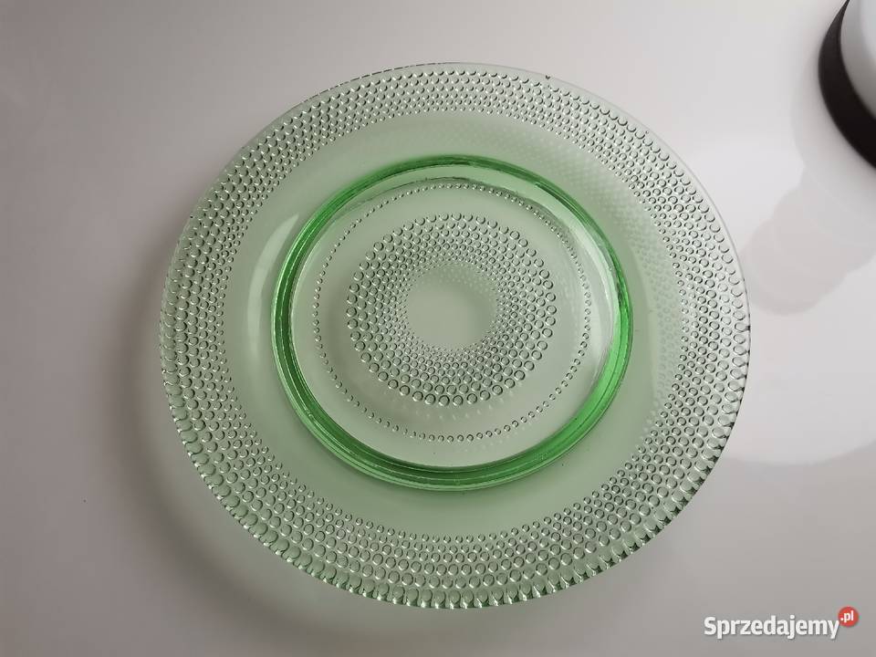 Stara zielona patera talerz szkło Art Deco Katowice