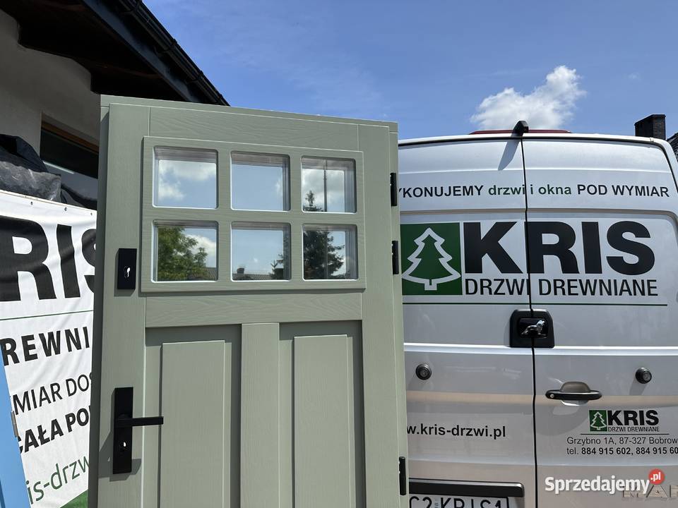 Drzwi zewnętrzne drewniane Angielskie 7033 NA Poznań sprzedam