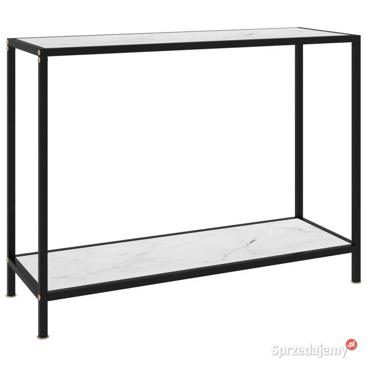 Stolik konsolowy biały 100x35x75 szkło hartowane Warszawa