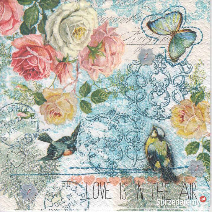 Decoupage serwetki ptaki ptaszki kwiaty sikorki Rękodzieło