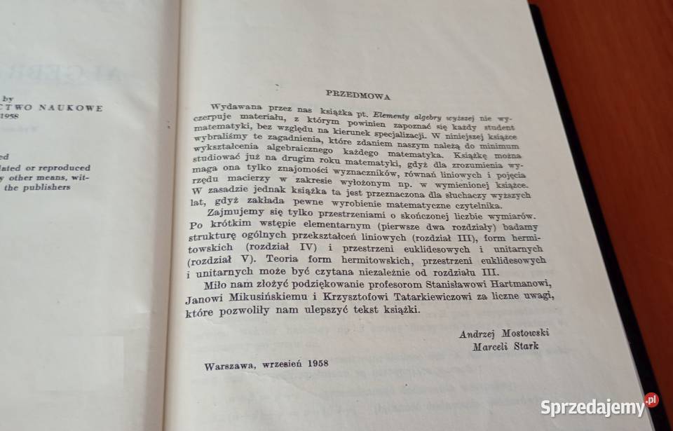 Algebra liniowa Biblioteka Matematyczna 19 studia pomorskie Gdańsk