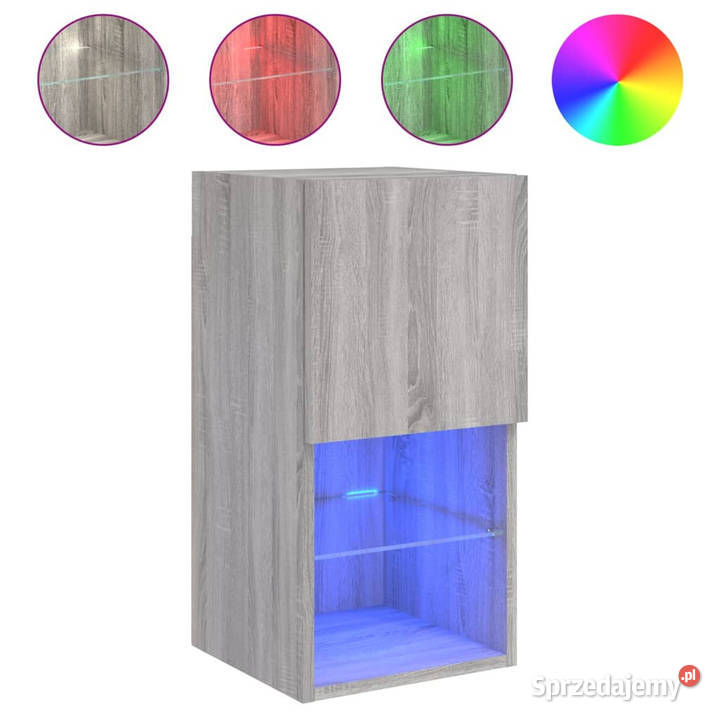 Szafki pod TV z LED 2 szary dąb sonoma 305x30x60 mazowieckie Warszawa