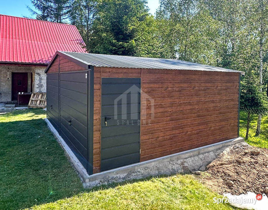 Garaż blaszany 6x4m 2x brama drzwi drewnopodobny Katowice