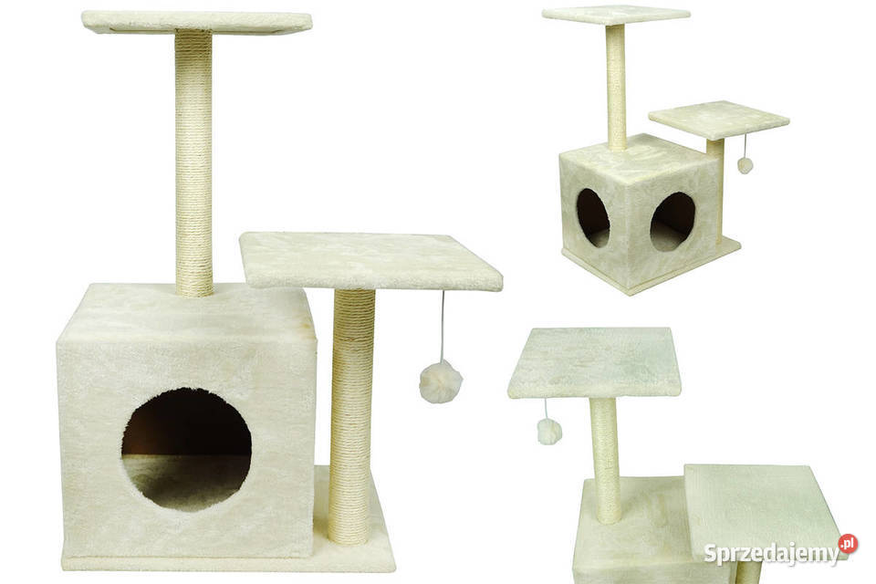 Drapak słupek kota Beżowy legowisko wieża Dla kotów Cieśle