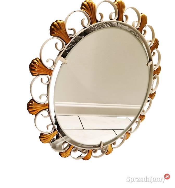 Lustro podświetlane mosiądz E Hillebrand lata 50 Lustra