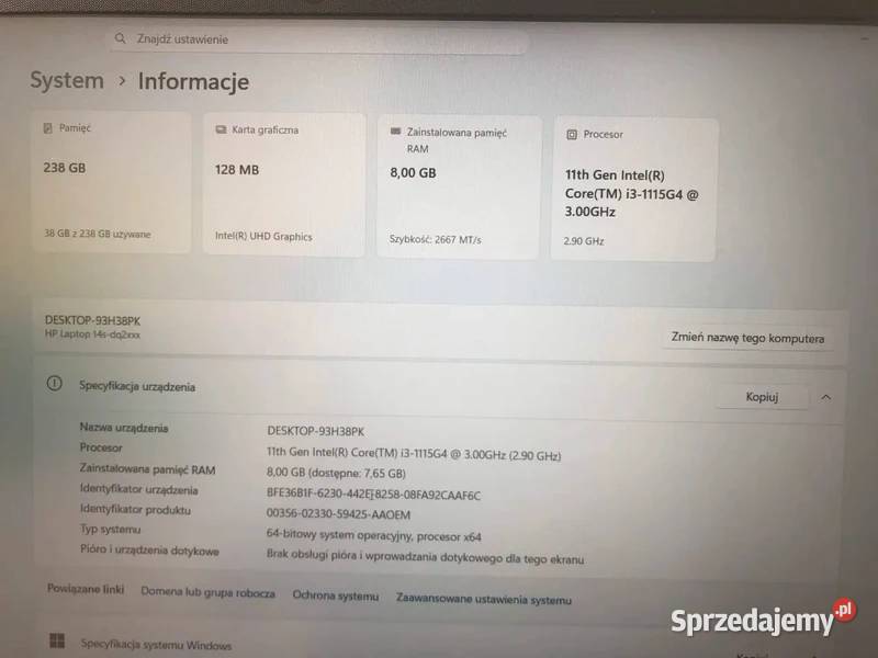 Laptop HP 14sdq2009nw sprzedam