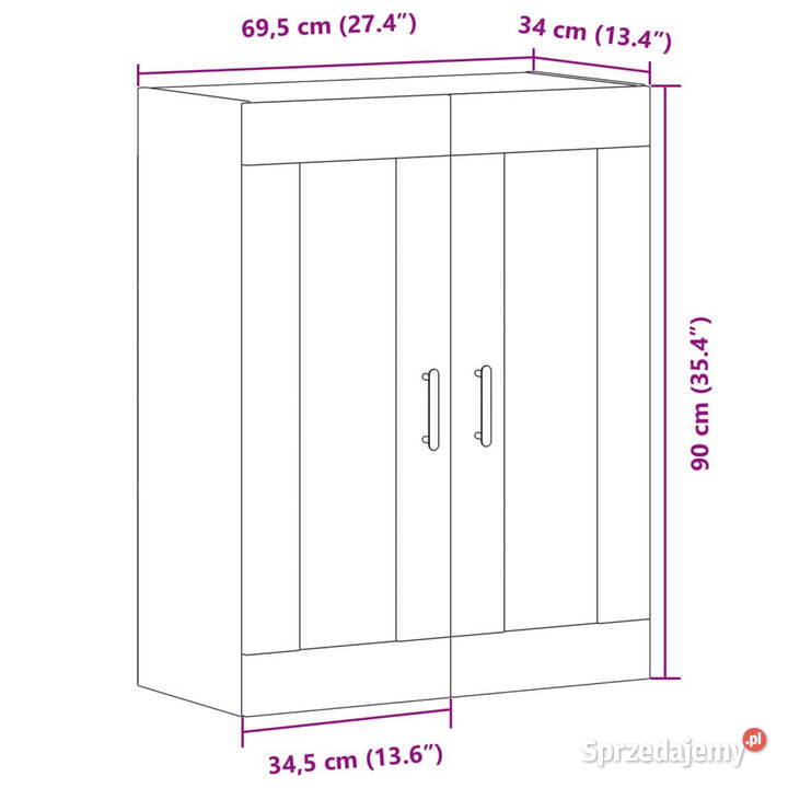 Szafka wisząca stare drewno 695x34x90 WM857308 Warszawa
