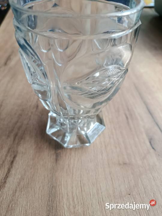 Kryształowy stary kielich puchar wazon grawer