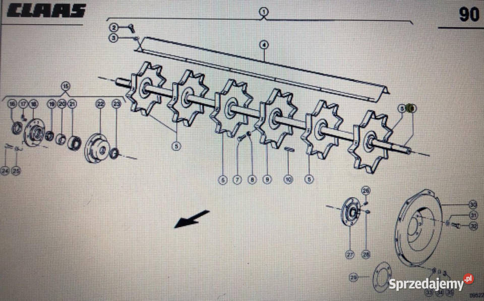 Wałek Podajnika Zboźowego do Claas Mega 370340 wielkopolskie
