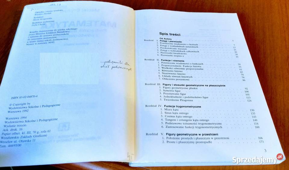 Matematyka podręcznik klasy 8 z powtórzeniem sprzedam
