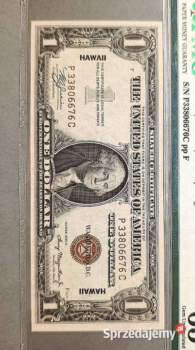 USA 1 Dolar 1935 r HAWAII PMG 65 EPQ WYSOKA NOTA Numizmatyka Kolekcje Węgorzewo